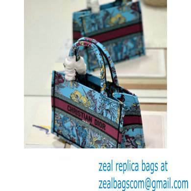 Dior Small Book Tote Bag in Multicolor Toile de Jouy Voyage Embroidery Blue - Click Image to Close