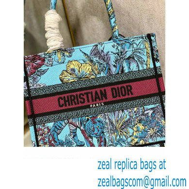 Dior Small Book Tote Bag in Multicolor Toile de Jouy Voyage Embroidery Blue - Click Image to Close