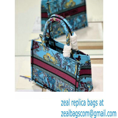 Dior Small Book Tote Bag in Multicolor Toile de Jouy Voyage Embroidery Blue - Click Image to Close