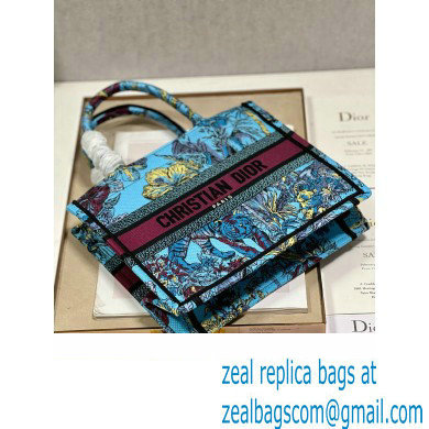 Dior Small Book Tote Bag in Multicolor Toile de Jouy Voyage Embroidery Blue