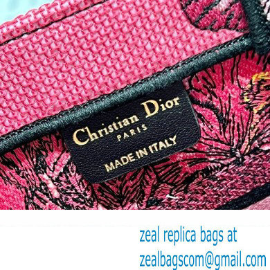 Dior Small Book Tote Bag in Multicolor Toile de Jouy Voyage Embroidery Fuchsia