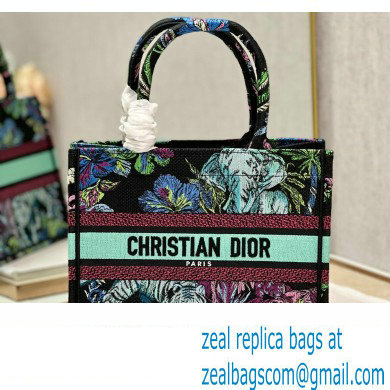 Dior Small Book Tote Bag in Multicolor Toile de Jouy Voyage Embroidery Green - Click Image to Close