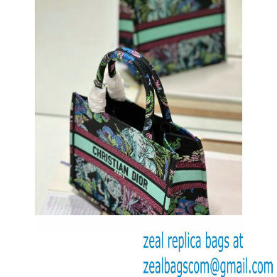 Dior Small Book Tote Bag in Multicolor Toile de Jouy Voyage Embroidery Green
