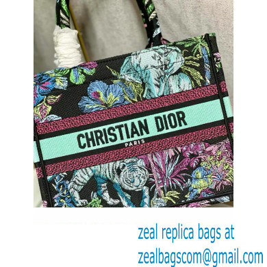 Dior Small Book Tote Bag in Multicolor Toile de Jouy Voyage Embroidery Green - Click Image to Close