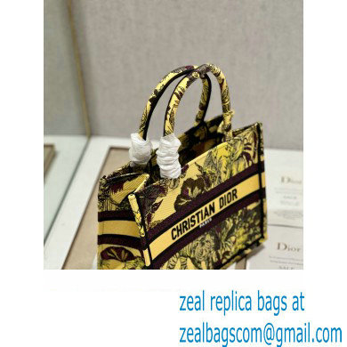 Dior Small Book Tote Bag in Multicolor Toile de Jouy Voyage Embroidery Yellow