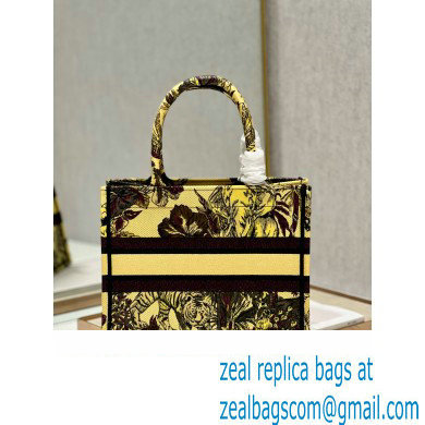 Dior Small Book Tote Bag in Multicolor Toile de Jouy Voyage Embroidery Yellow