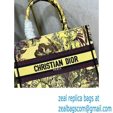 Dior Small Book Tote Bag in Multicolor Toile de Jouy Voyage Embroidery Yellow - Click Image to Close