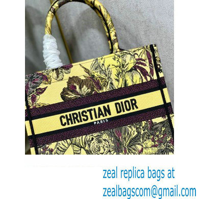 Dior Small Book Tote Bag in Multicolor Toile de Jouy Voyage Embroidery Yellow