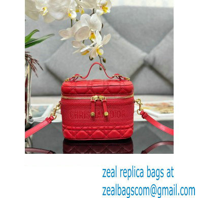 Dior Small Diortravel Vanity Case Bag in Cannage Lambskin red 2023