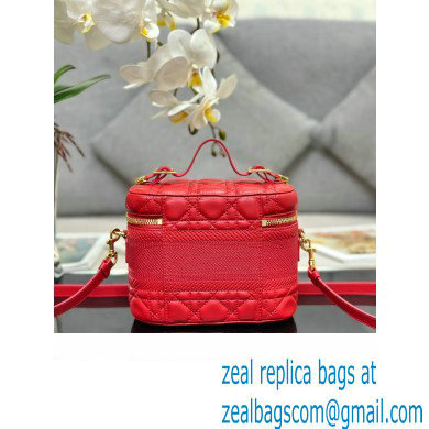 Dior Small Diortravel Vanity Case Bag in Cannage Lambskin red 2023