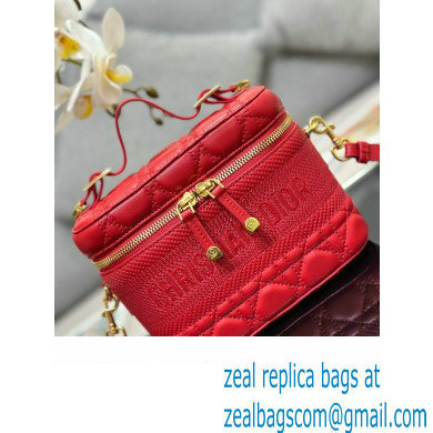 Dior Small Diortravel Vanity Case Bag in Cannage Lambskin red 2023