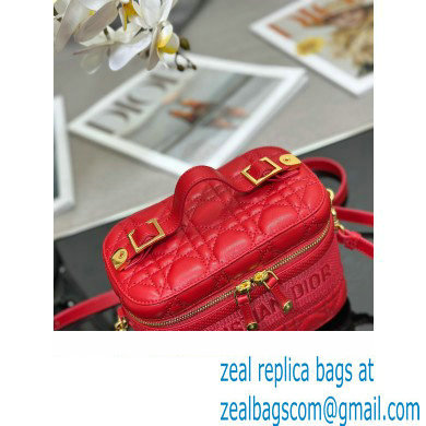 Dior Small Diortravel Vanity Case Bag in Cannage Lambskin red 2023