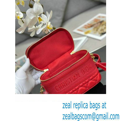 Dior Small Diortravel Vanity Case Bag in Cannage Lambskin red 2023