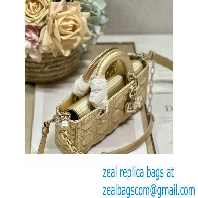 Dior Small Lady D-Joy Bag in Iridescent and Cannage Lambskin Gold