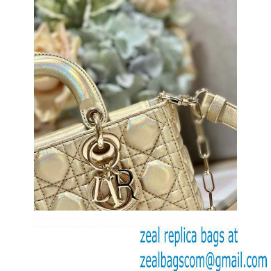 Dior Small Lady D-Joy Bag in Iridescent and Cannage Lambskin Gold