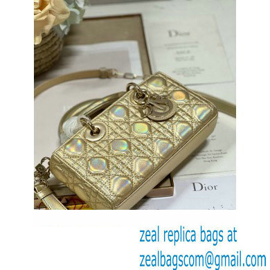 Dior Small Lady D-Joy Bag in Iridescent and Cannage Lambskin Gold