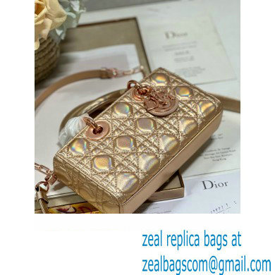 Dior Small Lady D-Joy Bag in Iridescent and Cannage Lambskin Pink Gold