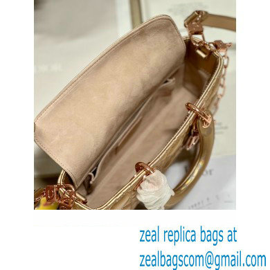Dior Small Lady D-Joy Bag in Iridescent and Cannage Lambskin Pink Gold