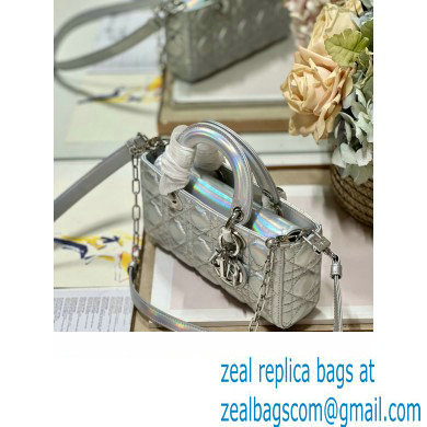 Dior Small Lady D-Joy Bag in Iridescent and Cannage Lambskin Silver