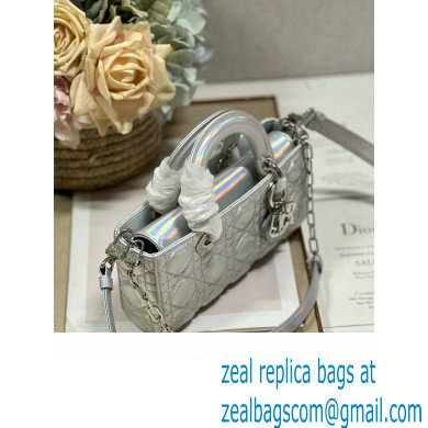 Dior Small Lady D-Joy Bag in Iridescent and Cannage Lambskin Silver - Click Image to Close
