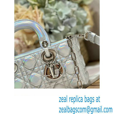 Dior Small Lady D-Joy Bag in Iridescent and Cannage Lambskin Silver - Click Image to Close