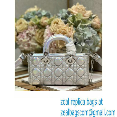 Dior Small Lady D-Joy Bag in Iridescent and Cannage Lambskin Silver