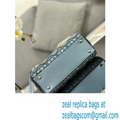 Dior Small Lady Dior Bag in Metallic Calfskin and Satin with Celestial Blue Resin Bead Embroidery 2023