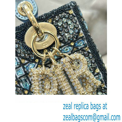 Dior Small Lady Dior Bag in Metallic Calfskin and Satin with Celestial Blue Resin Bead Embroidery 2023