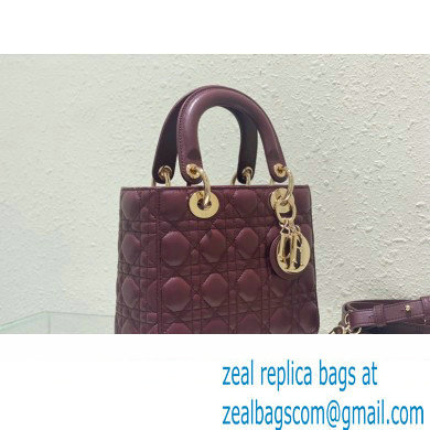 Dior Small Lady Dior My ABCDior Bag in burgundy Cannage Lambskin 2023 - Click Image to Close