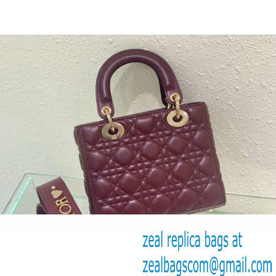 Dior Small Lady Dior My ABCDior Bag in burgundy Cannage Lambskin 2023