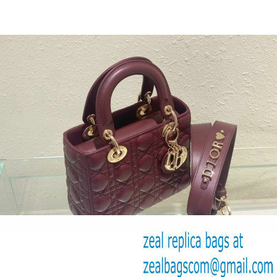 Dior Small Lady Dior My ABCDior Bag in burgundy Cannage Lambskin 2023 - Click Image to Close