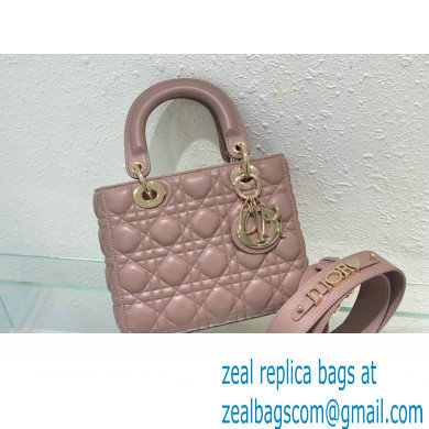 Dior Small Lady Dior My ABCDior Bag in rose dent Cannage Lambskin 2023 - Click Image to Close