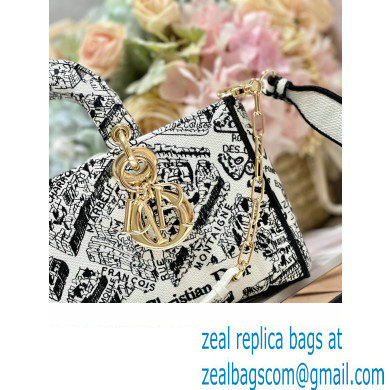 Dior White and Black Plan de Paris printed medium d-joy bag 2023