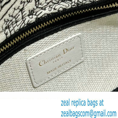 Dior White and Black Plan de Paris printed medium d-joy bag 2023