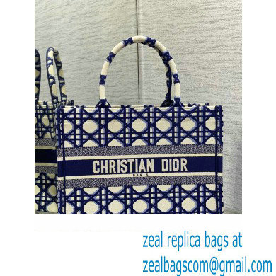 Dior medium Book Tote Bag in Beige and Blue Macrocannage Embroidery 2023 - Click Image to Close