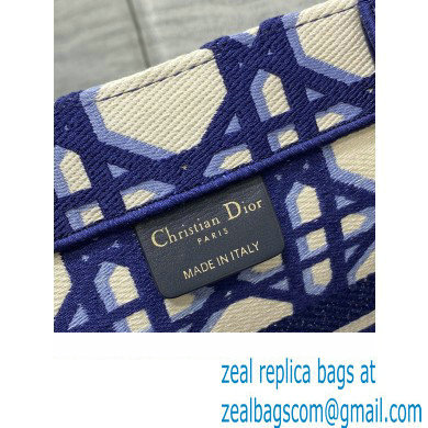 Dior medium Book Tote Bag in Beige and Blue Macrocannage Embroidery 2023 - Click Image to Close