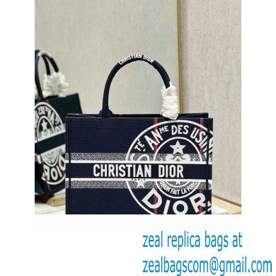 Dior medium Book Tote Bag in Blue Dior Union Embroidery 2023 - Click Image to Close