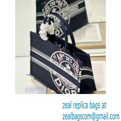 Dior medium Book Tote Bag in Blue Dior Union Embroidery 2023