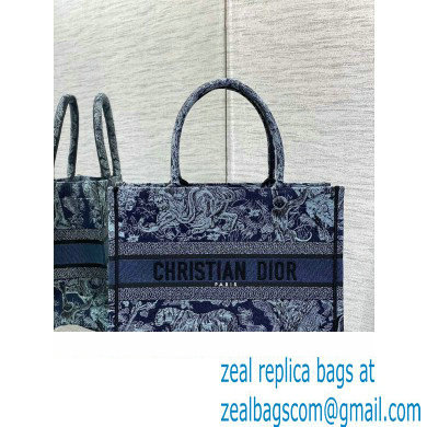 Dior medium Book Tote Bag in Denim Blue Toile de Jouy Embroidery 2023