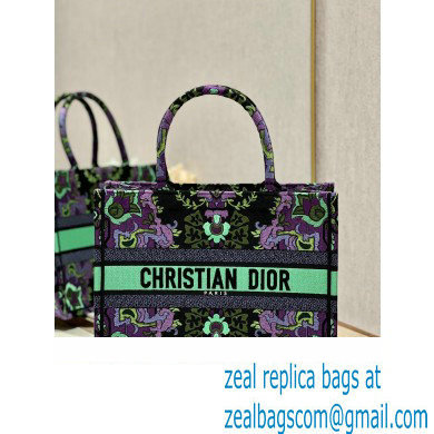 Dior medium Book Tote Bag in Multicolor Dior Indian Purple Embroidery 2023 - Click Image to Close