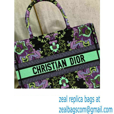 Dior medium Book Tote Bag in Multicolor Dior Indian Purple Embroidery 2023 - Click Image to Close