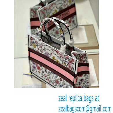 Dior medium Book Tote Bag in White Multicolor Florilegio Embroidery 2023