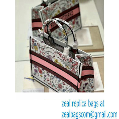 Dior medium Book Tote Bag in White Multicolor Florilegio Embroidery 2023 - Click Image to Close