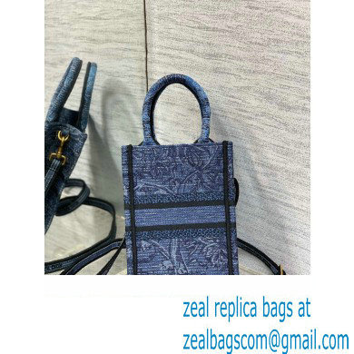 Dior mini Book Tote phone Bag in Denim Blue Toile de Jouy Embroidery 2023 - Click Image to Close