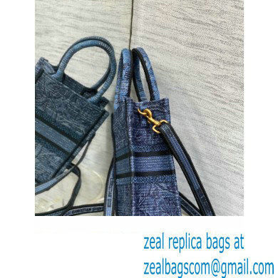 Dior mini Book Tote phone Bag in Denim Blue Toile de Jouy Embroidery 2023