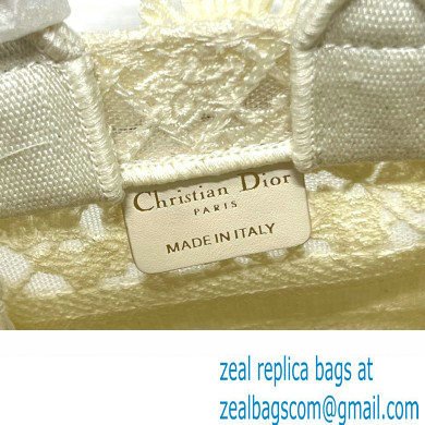 Dior mini Book Tote phone Bag in White D-Lace Embroidery with 3D Macrame Effect 2023 - Click Image to Close