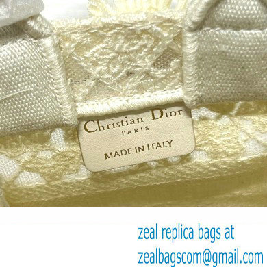 Dior mini Book Tote phone Bag in White D-Lace Embroidery with 3D Macrame Effect 2023