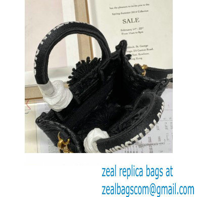 Dior mini Book Tote phone Bag in black D-Lace Embroidery with 3D Macrame Effect 2023
