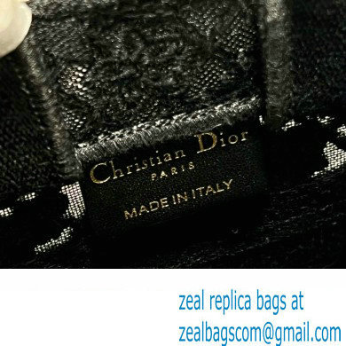 Dior mini Book Tote phone Bag in black D-Lace Embroidery with 3D Macrame Effect 2023