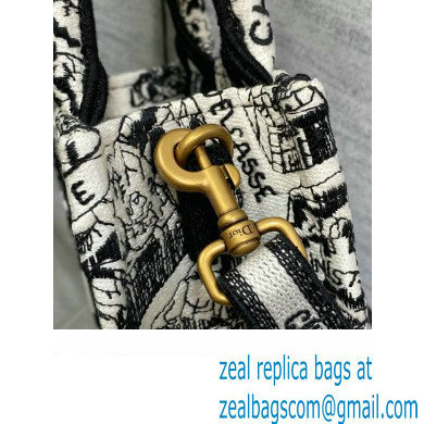 Dior mini Book Tote phone Bag in white and Black Plan de Paris Embroidery 2023 - Click Image to Close